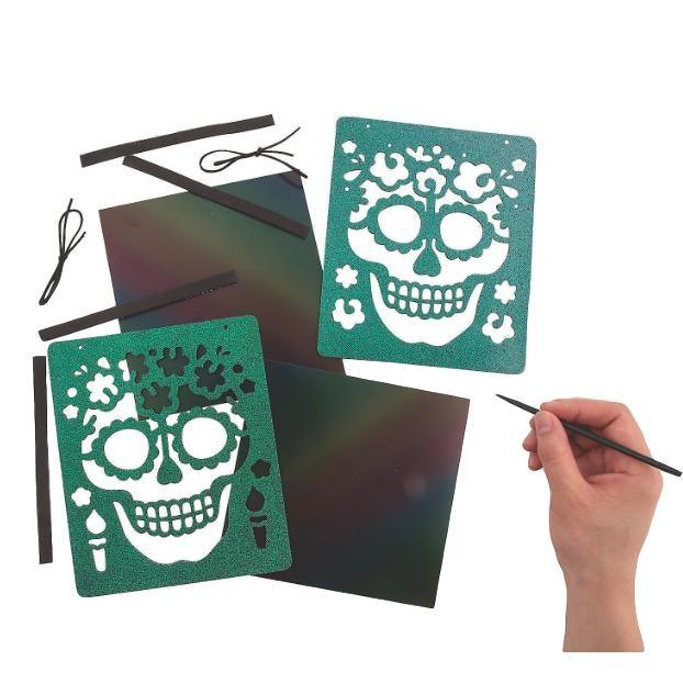 Scratch Art Day of the Dead Ornaments (12 Pack) - EconoCrafts