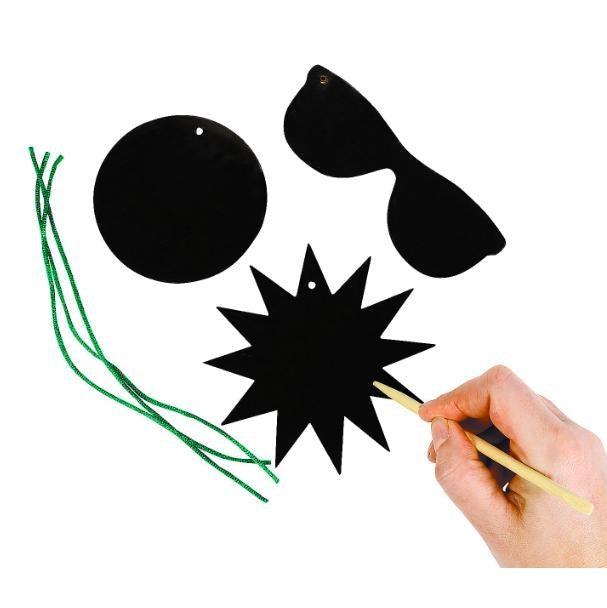 Scratch Art Tropical Ornaments (24 Pack) - EconoCrafts