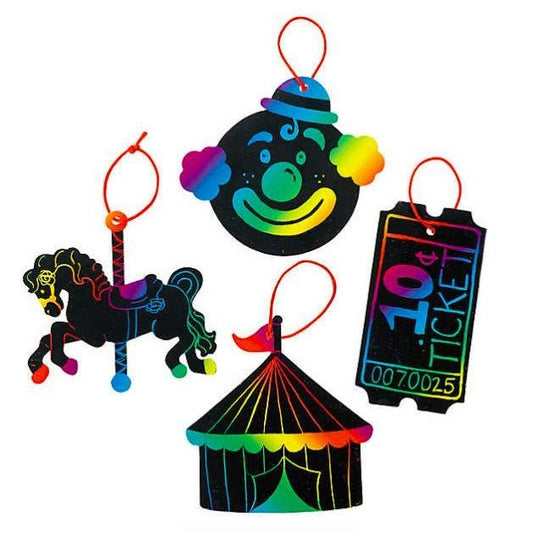 Scratch Art Carnival Ornaments (24 Pack) - EconoCrafts