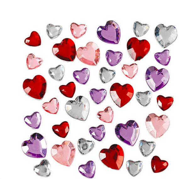 Heart Shaped Jewels (150 Pack) - EconoCrafts