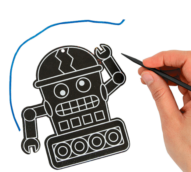 Scratch Art Robot Ornaments (24 Pack) - EconoCrafts