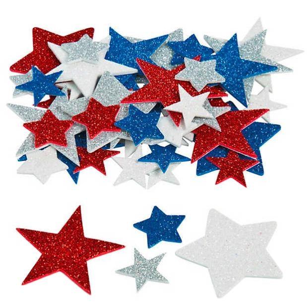 July 4th Glitter Foam Star Stickers (500 Pack) - EconoCrafts