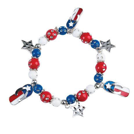 American Flag Flip Flop Bracelet Craft Kit (2 Pack) - EconoCrafts