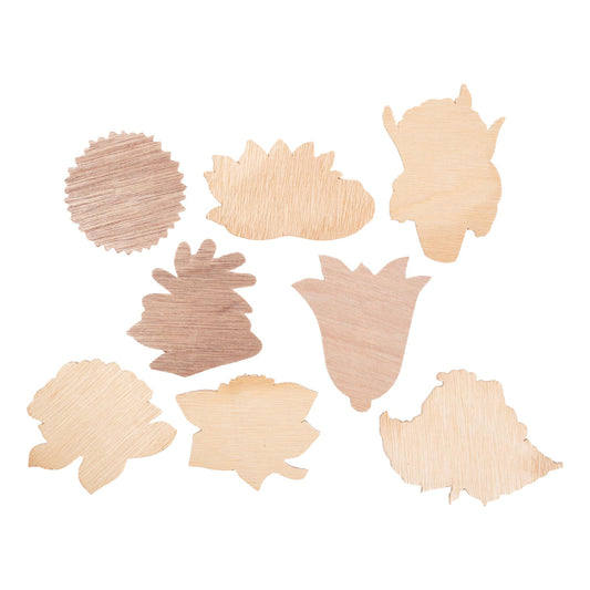 Assorted Wooden Flower Shapes (12 Pack)