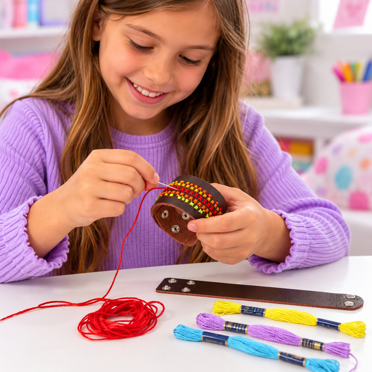 DIY Leather Stitch Bracelets (12 Pack)