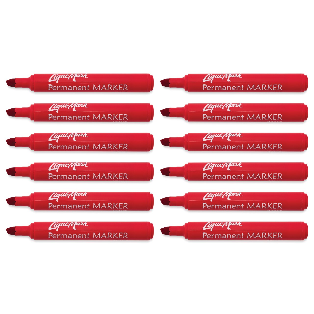 Liqui-Mark Permanent Marker Chisel Tip - Red (12 Pack)