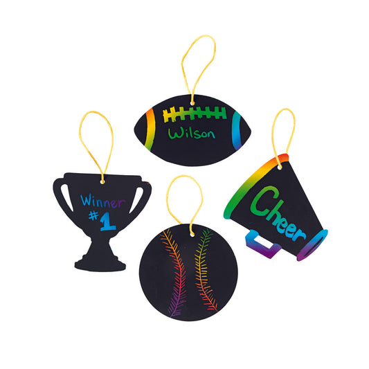 Sports Scratch Art Ornaments (24 Pack)