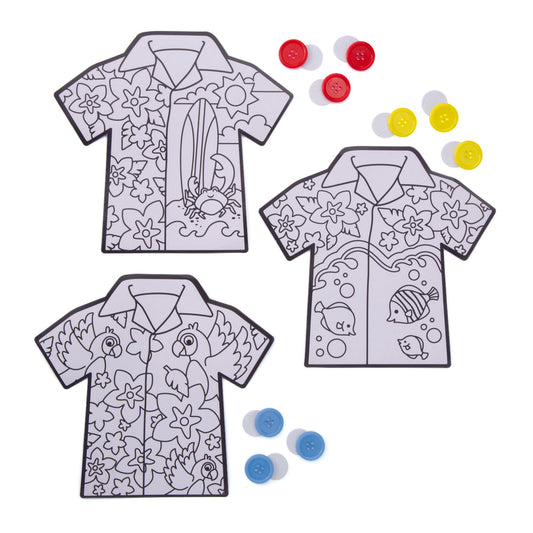 Color Your Own Hawaiian Shirts with Buttons Craft Kit (12 Pack)