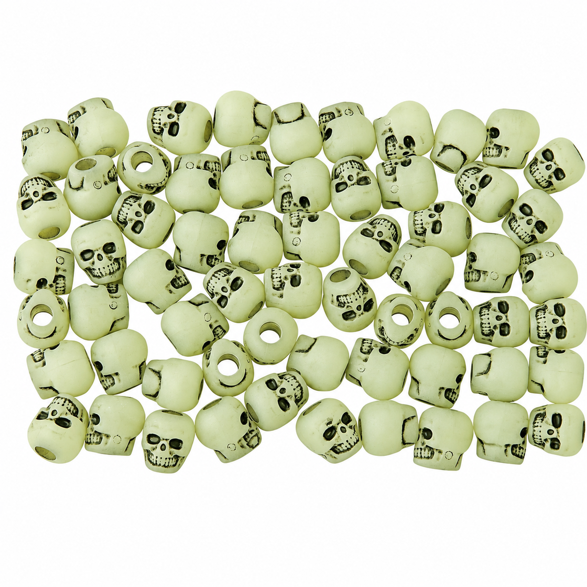 Glow-in-the-Dark Skull Beads (300 Pack)