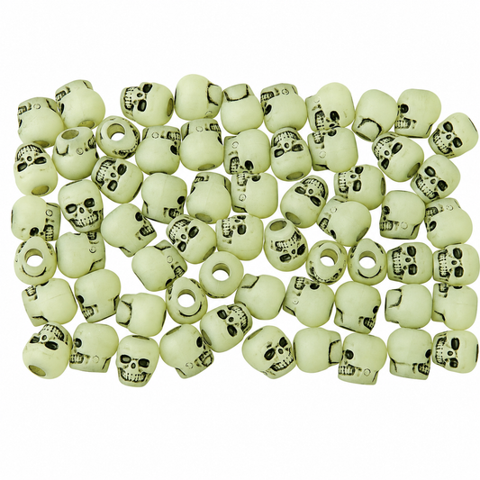 Glow-in-the-Dark Skull Beads (300 Pack)