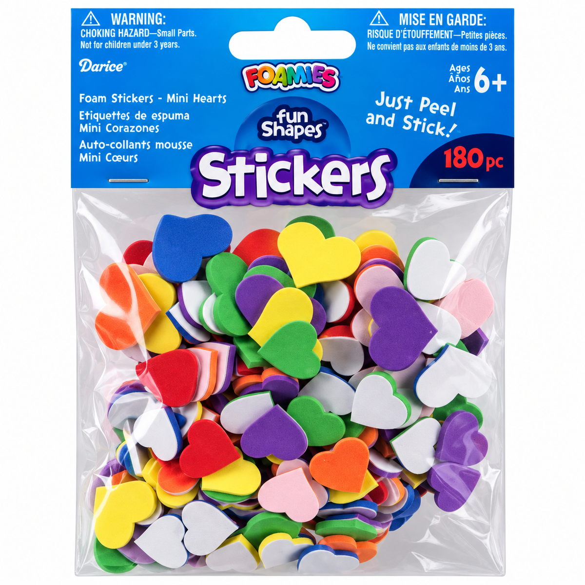 Mini Foam Heart Stickers (180 Pack)