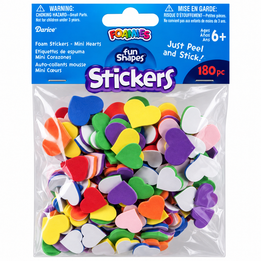 Mini Foam Heart Stickers (180 Pack)