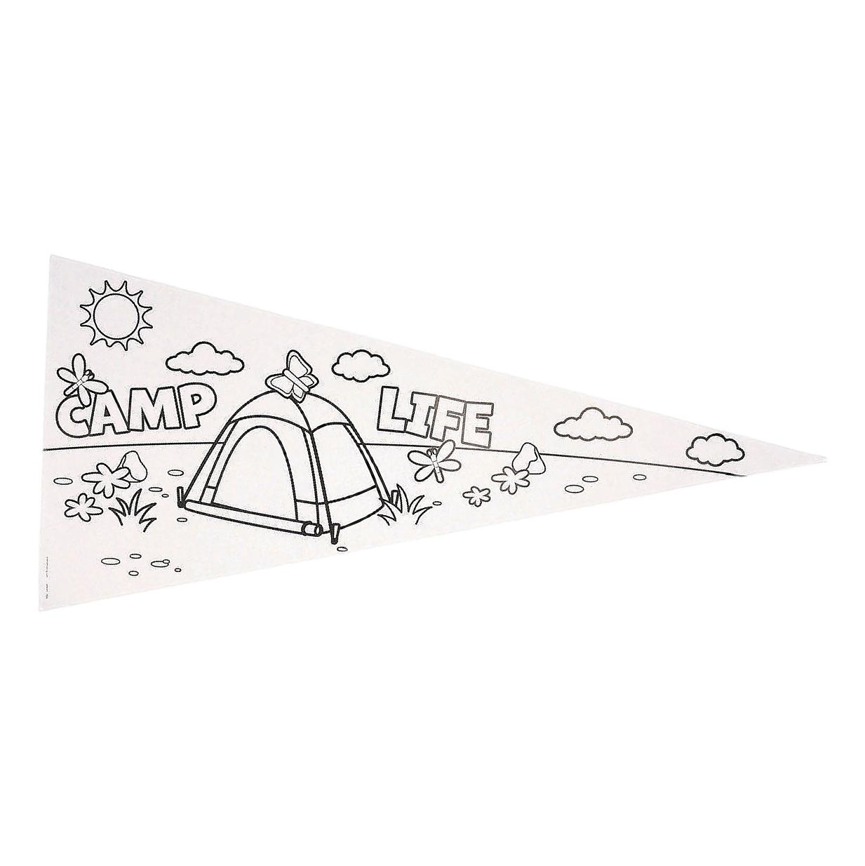 Color Your Own Paper Camp-Themed Pennants (12 Pack)