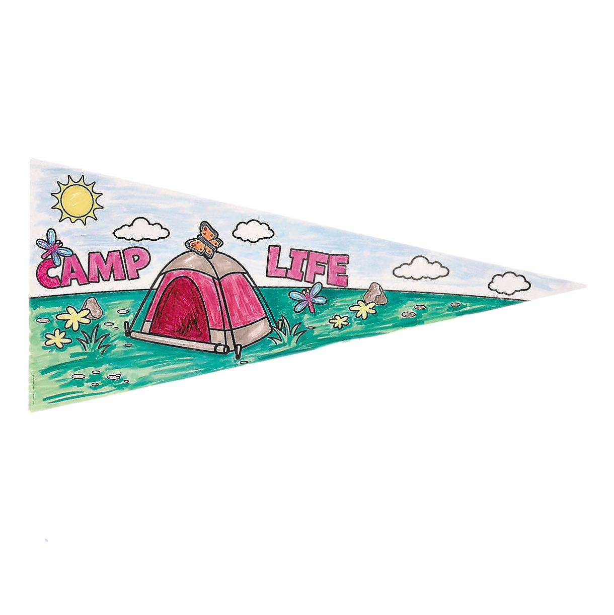 Color Your Own Paper Camp-Themed Pennants (12 Pack)