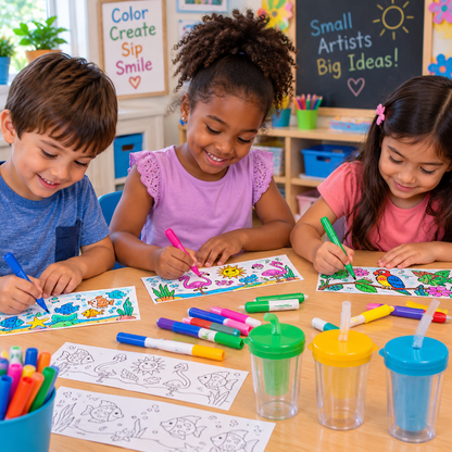 Color Your Own Tropical Cups (12 Pack)