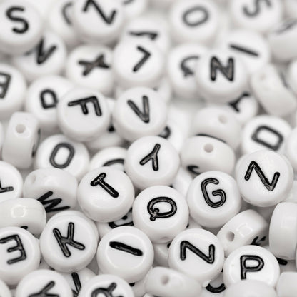 Alphabet Beads - Black and White (200 Pack)