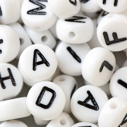 Alphabet Beads - Black and White (200 Pack)