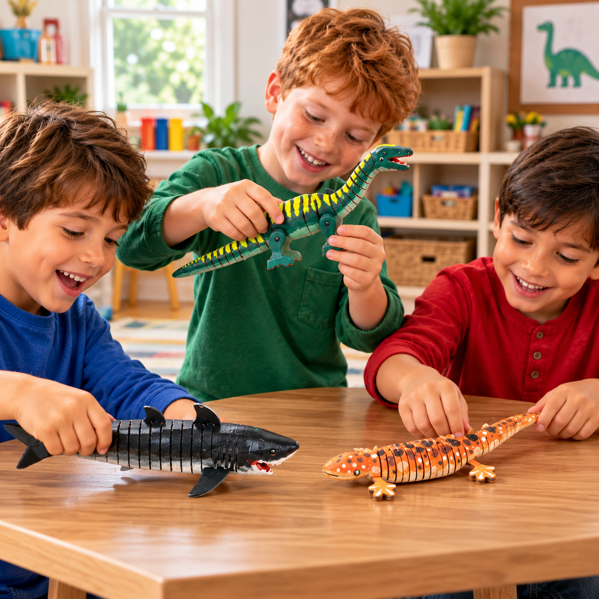 Flexible Wooden Dinosaurs (12 Pack)