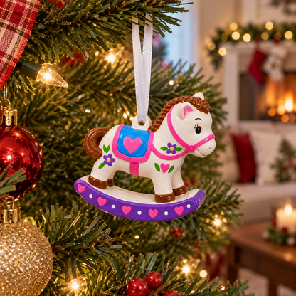 Plaster Rocking Horse Ornaments (2 Pack)