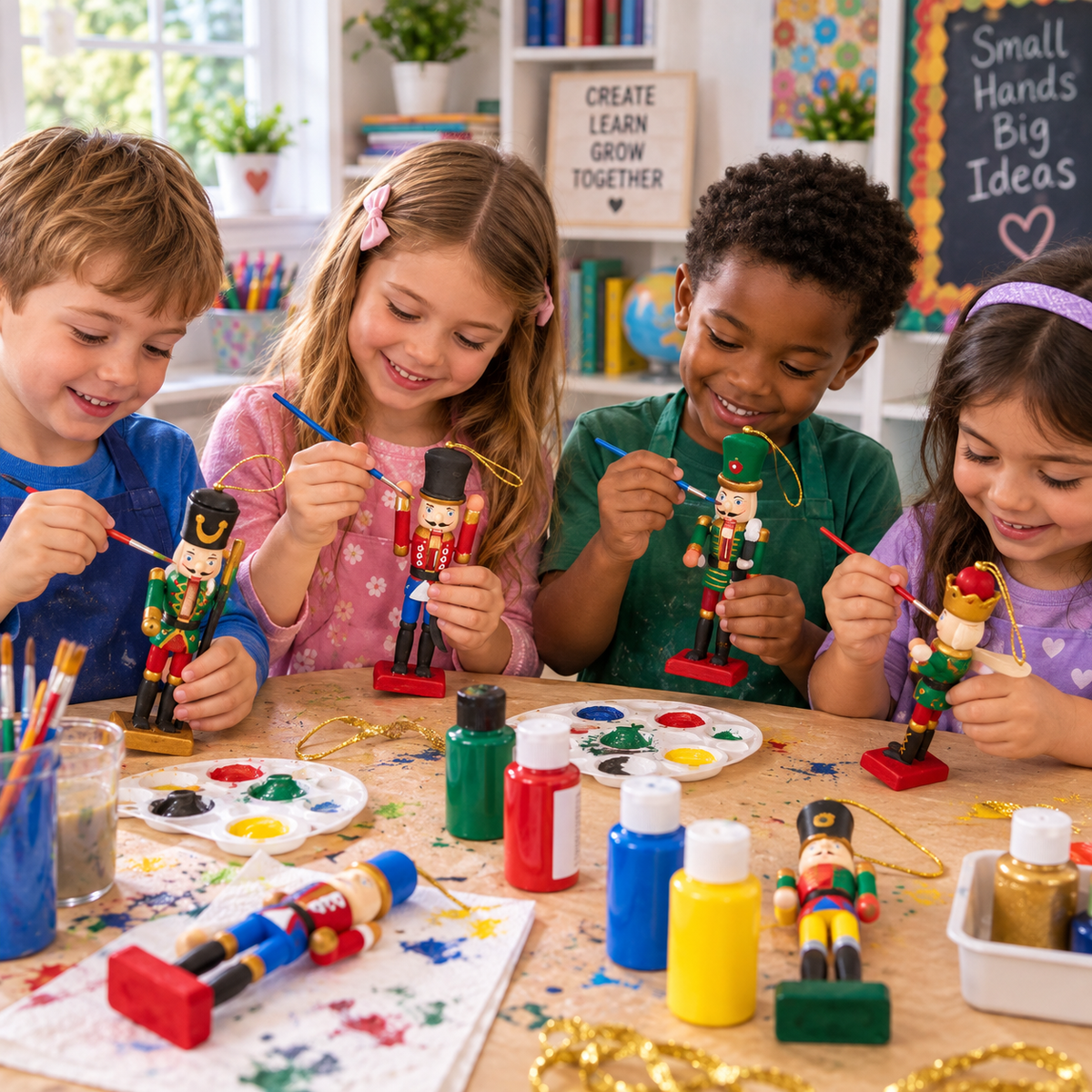 DIY Wooden Nutcracker Ornaments (Set of 6)