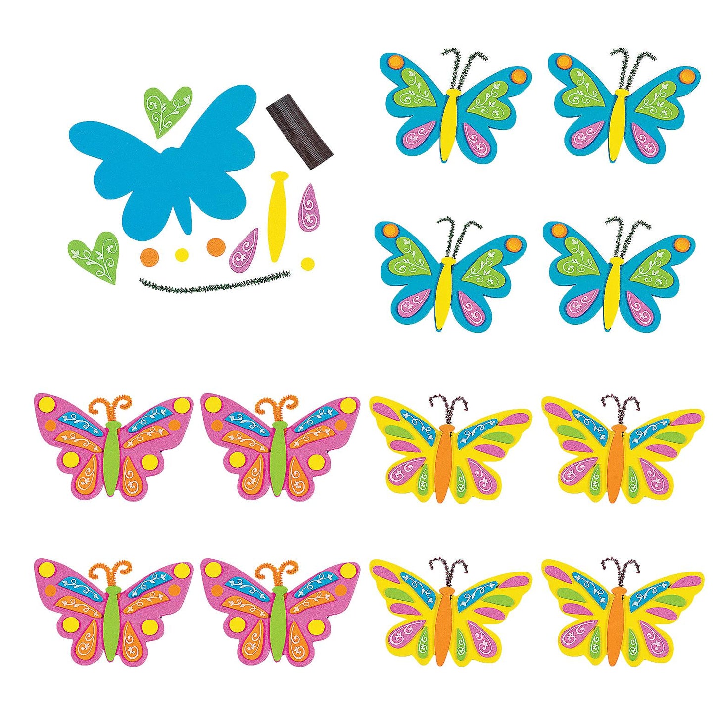 Foam Butterfly Magnet Craft (12 Pack)