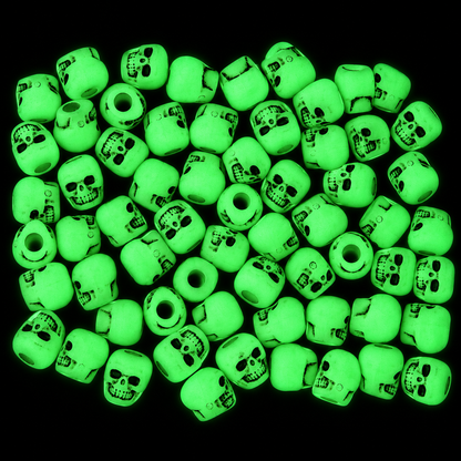 Glow-in-the-Dark Skull Beads (300 Pack)
