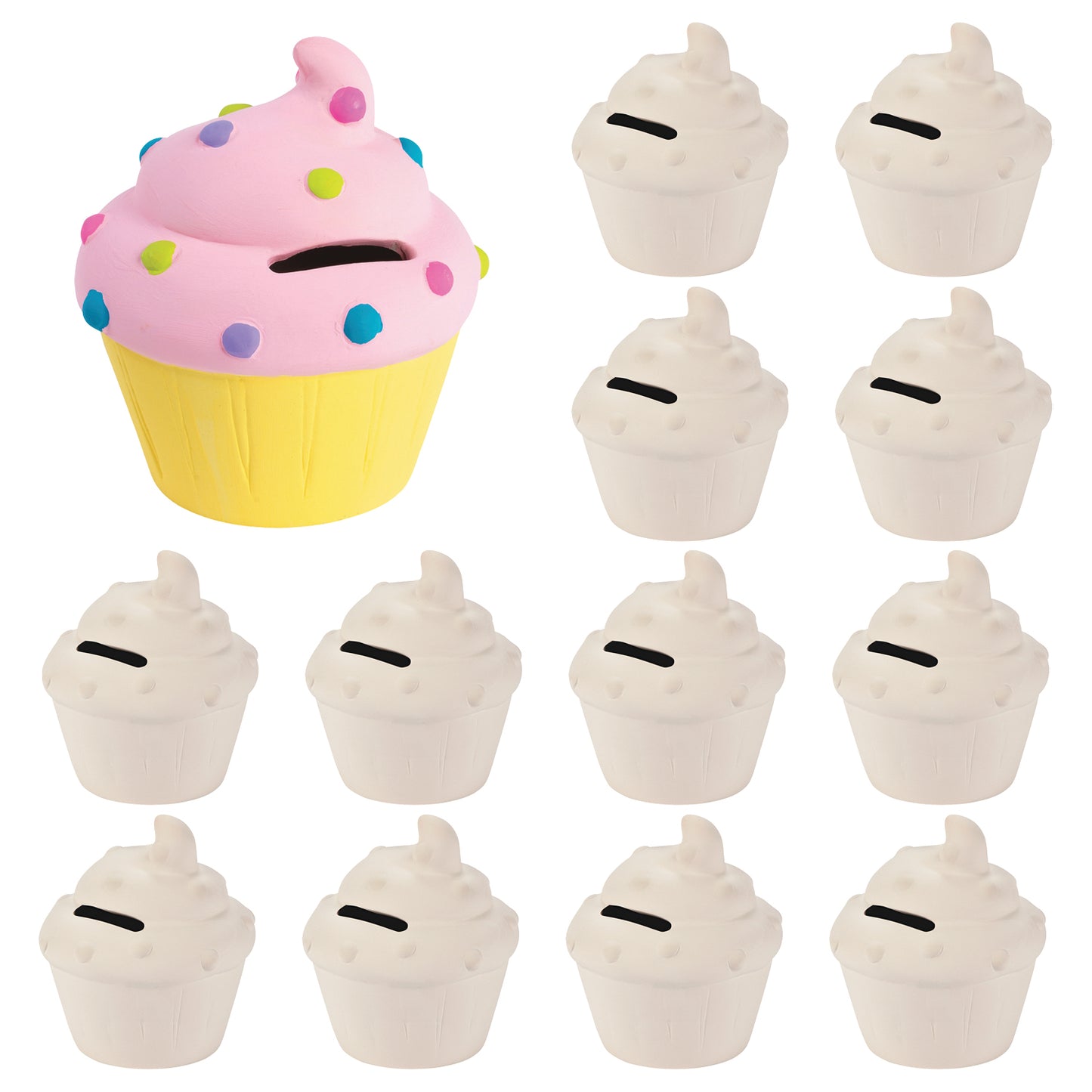 DIY Ceramic Cupcake Banks (12 Pack)