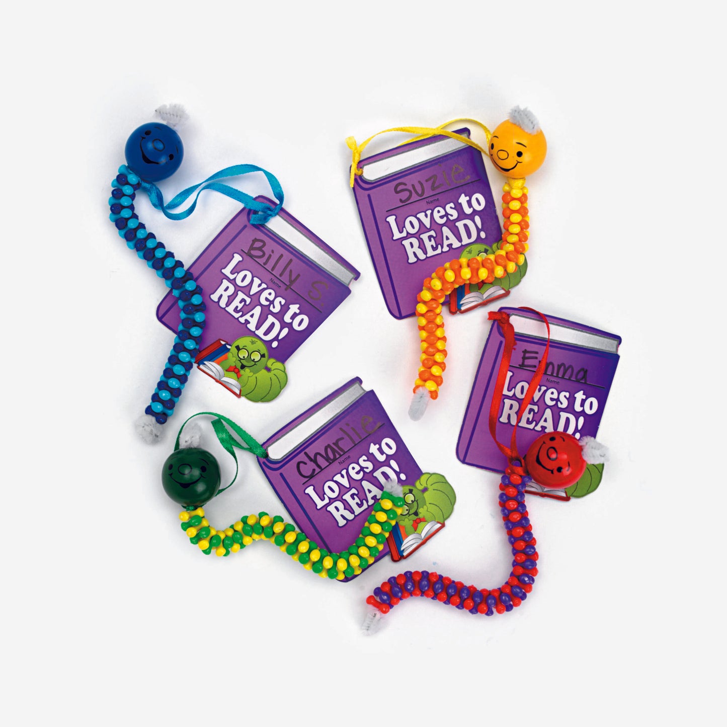DIY Beaded Reading Worm Craft Kit (12 Pack)
