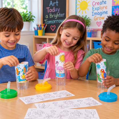 Color Your Own Tropical Cups (12 Pack)