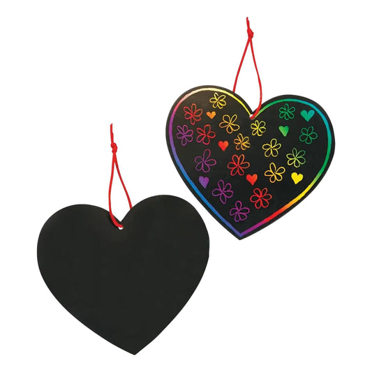 Scratch Art Heart Ornaments (12 Pack)