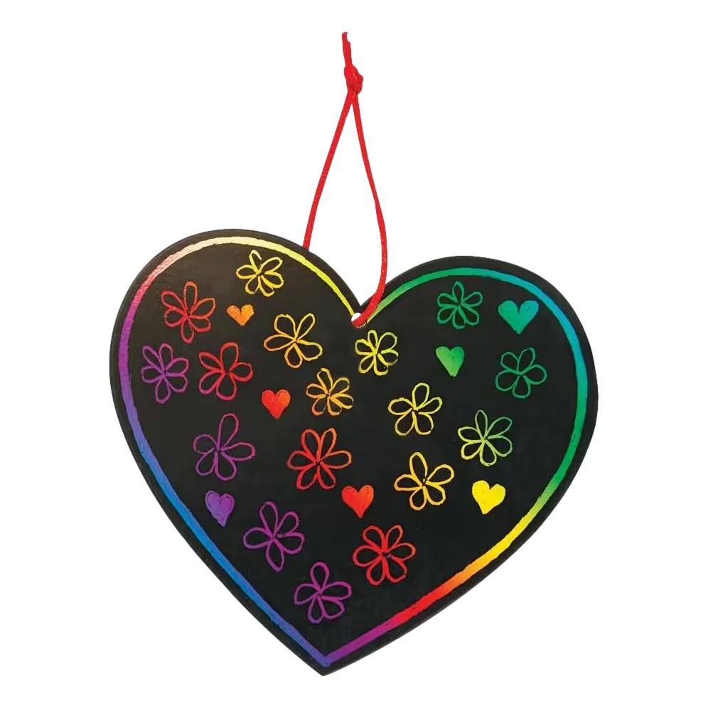 Scratch Art Heart Ornaments (12 Pack)
