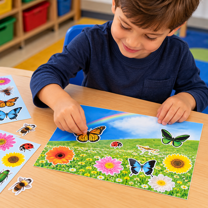 Realistic Bugs & Flowers Sticker Scenes (12 Pack)