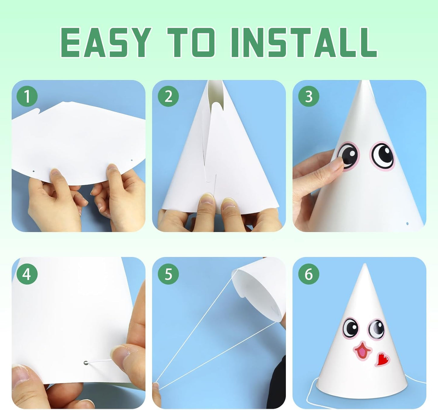 DIY White Birthday Party Hats Craft Kit (24 Pack)