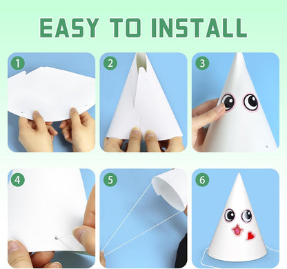 DIY White Birthday Party Hats Craft Kit (24 Pack)