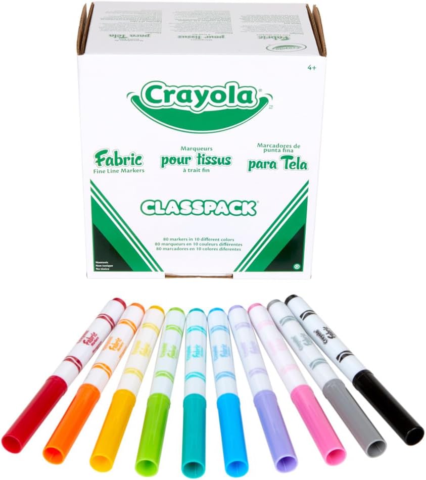 Crayola Fabric Markers - 10 Colors (80 Pack)