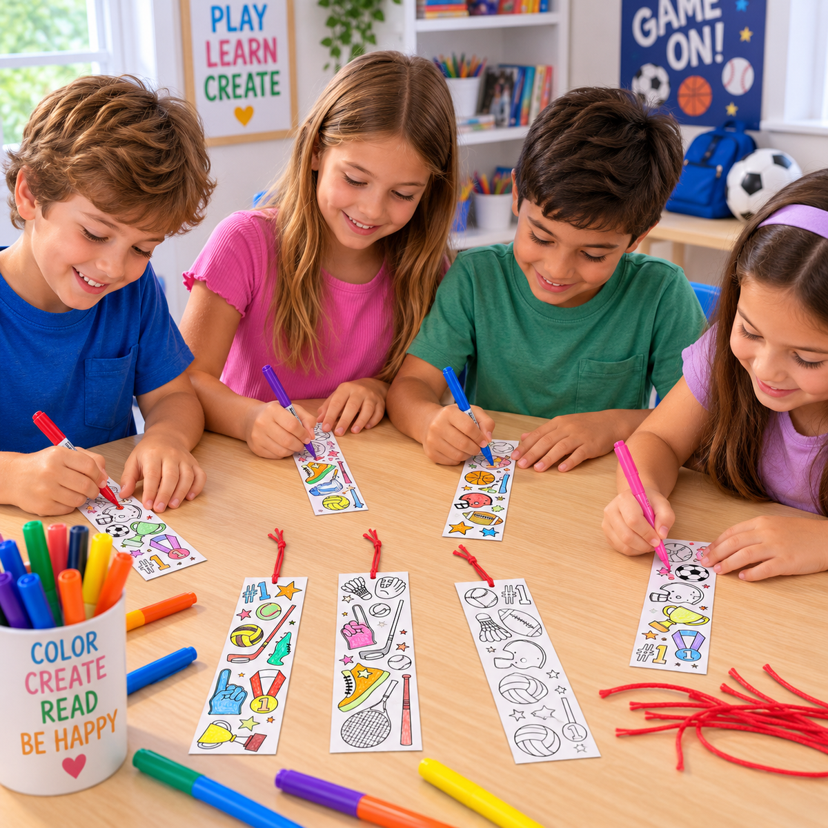 Color Your Own Sports Bookmarks (48 Pack)