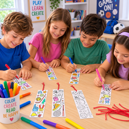 Color Your Own Sports Bookmarks (48 Pack)