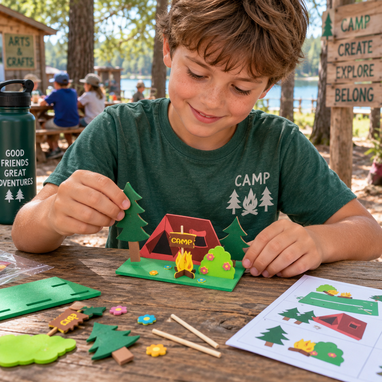 DIY 3D Foam Camp Scenes Craft Kit (12 Pack)