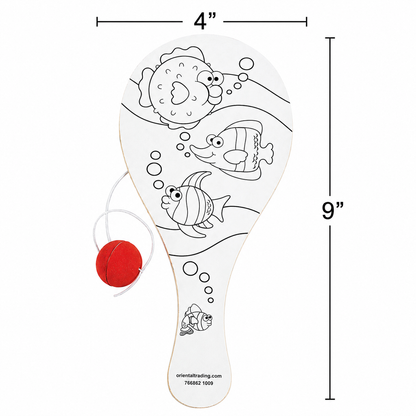 Color Your Own Tropical Paddleball Games (12 Pack)