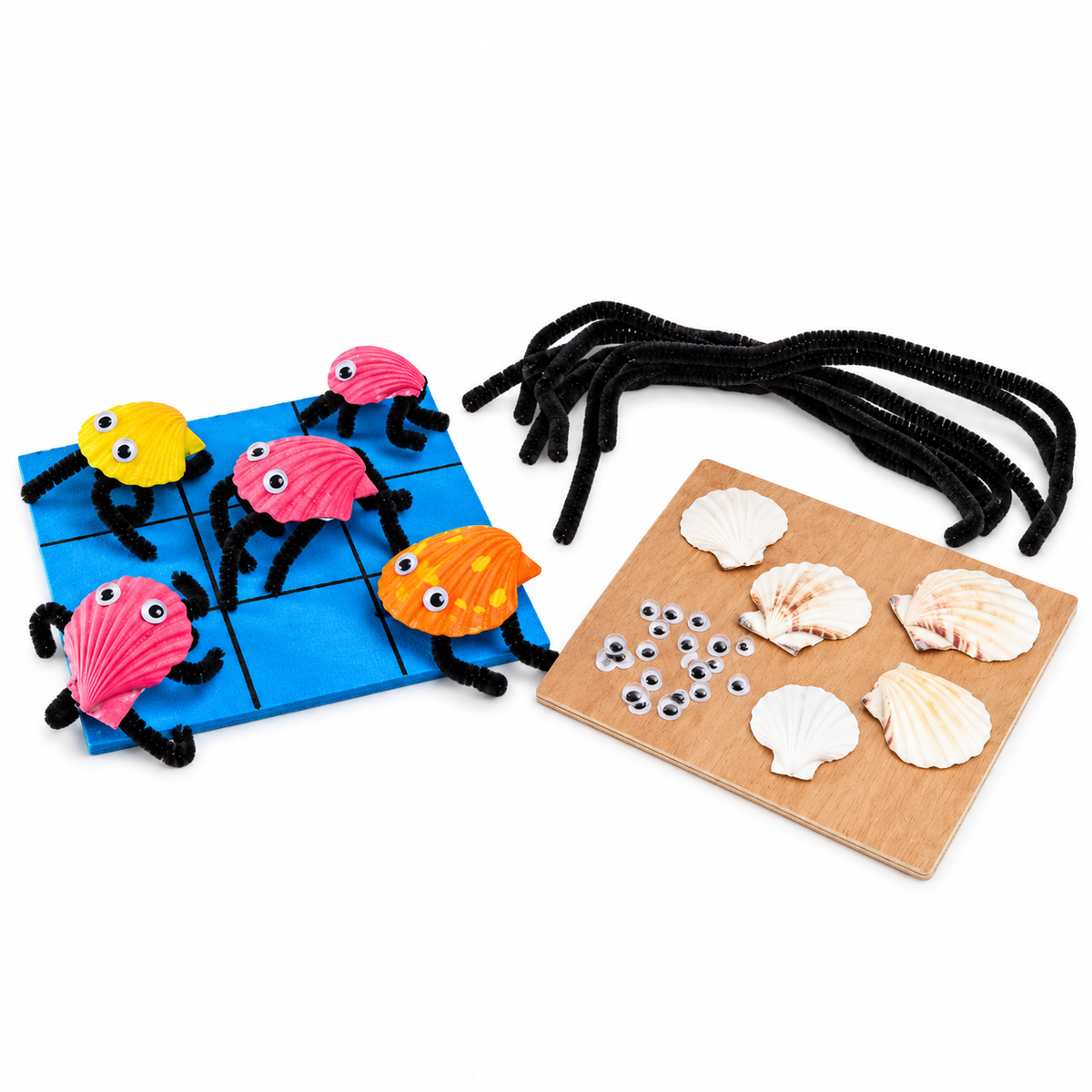 DIY Crab Seashell Tic-Tac-Toe (12 Pack)