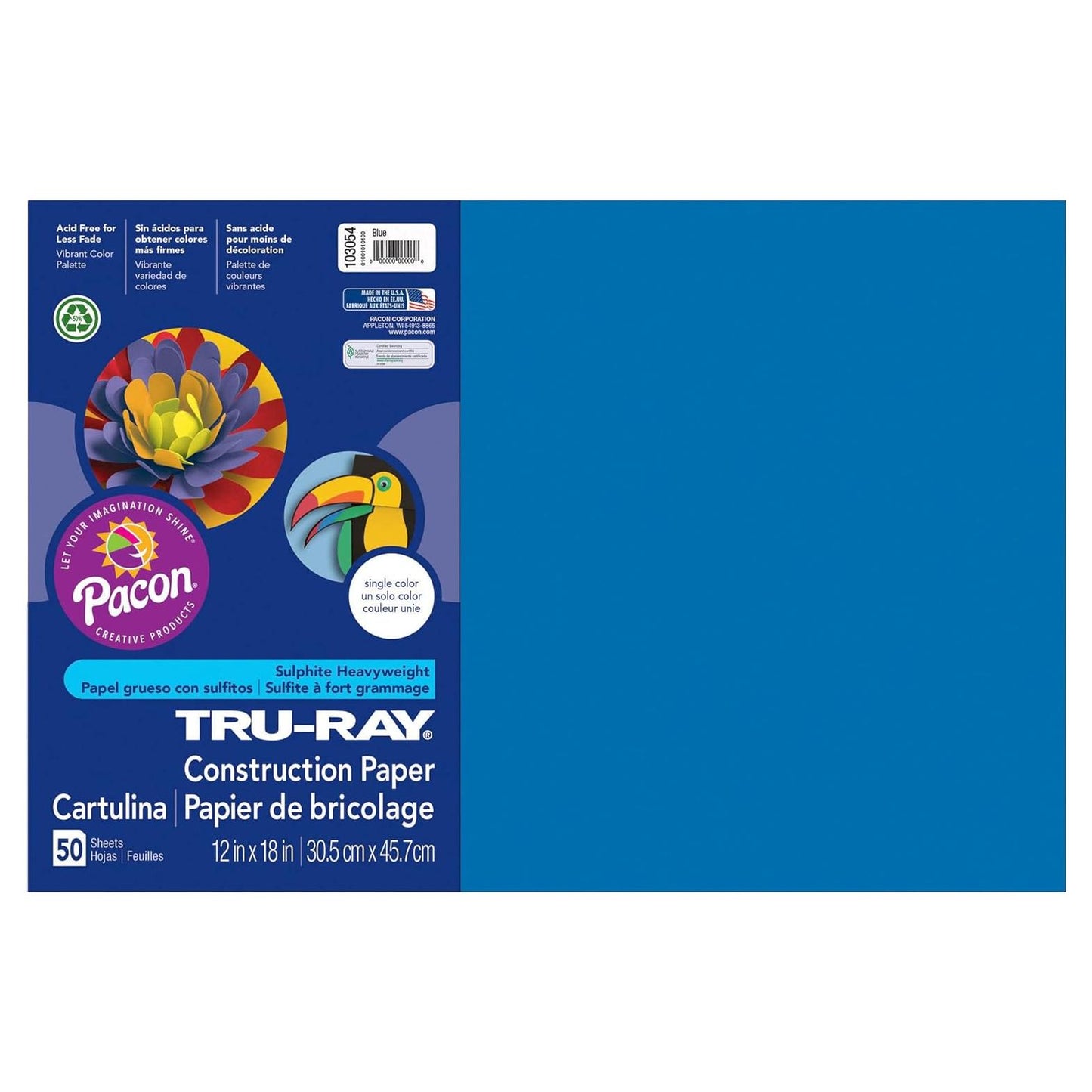 Tru-Ray Construction Paper 12" x 18" - Blue (50 Sheets)