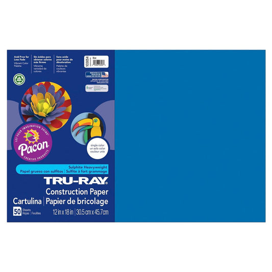 Tru-Ray Construction Paper 12" x 18" - Blue (50 Sheets)