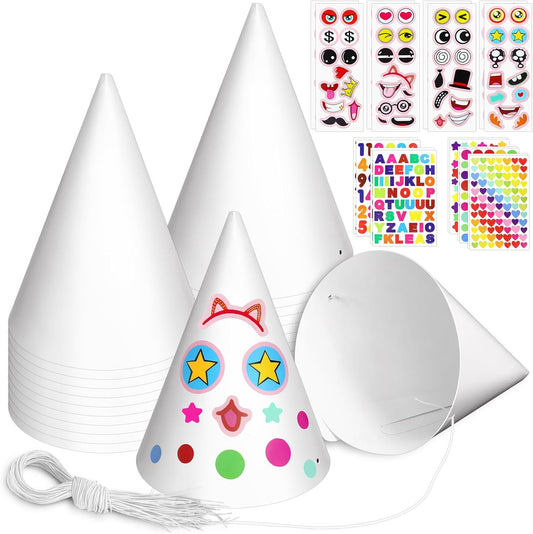 DIY White Birthday Party Hats Craft Kit (24 Pack)