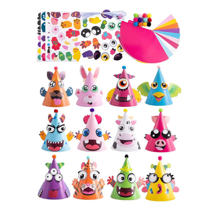 DIY Animal Birthday Hats Craft Kit (12 Pack)