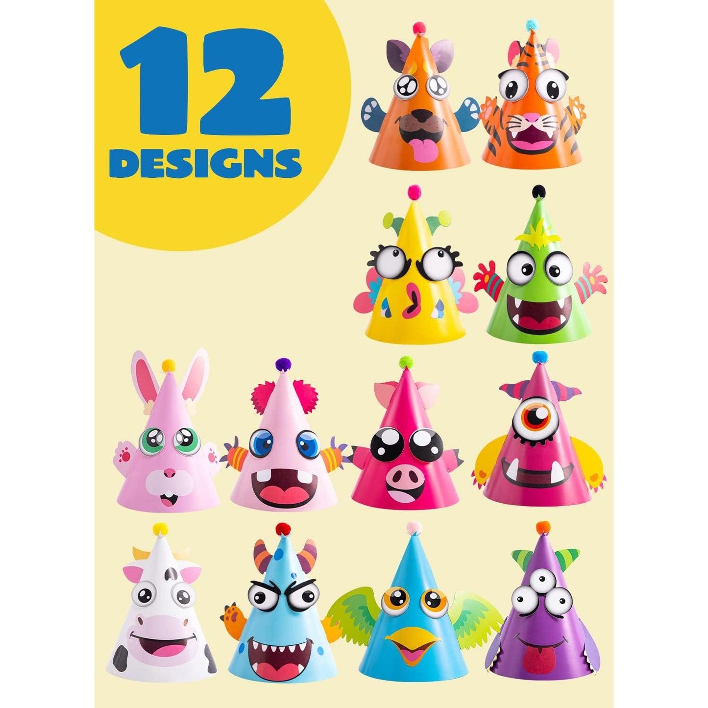DIY Animal Birthday Hats Craft Kit (12 Pack)