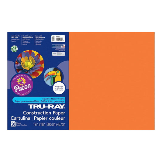 Tru-Ray Construction Paper 12" x 18" - Orange (50 Sheets)