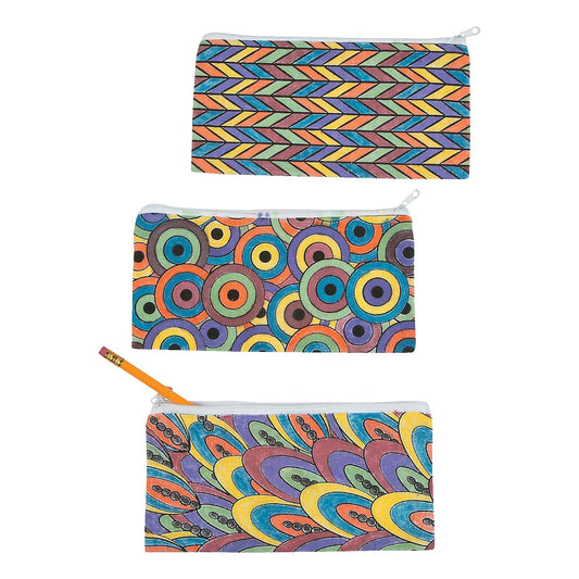 Color Your Own Canvas Doodle Pencil Cases (12 Pack)