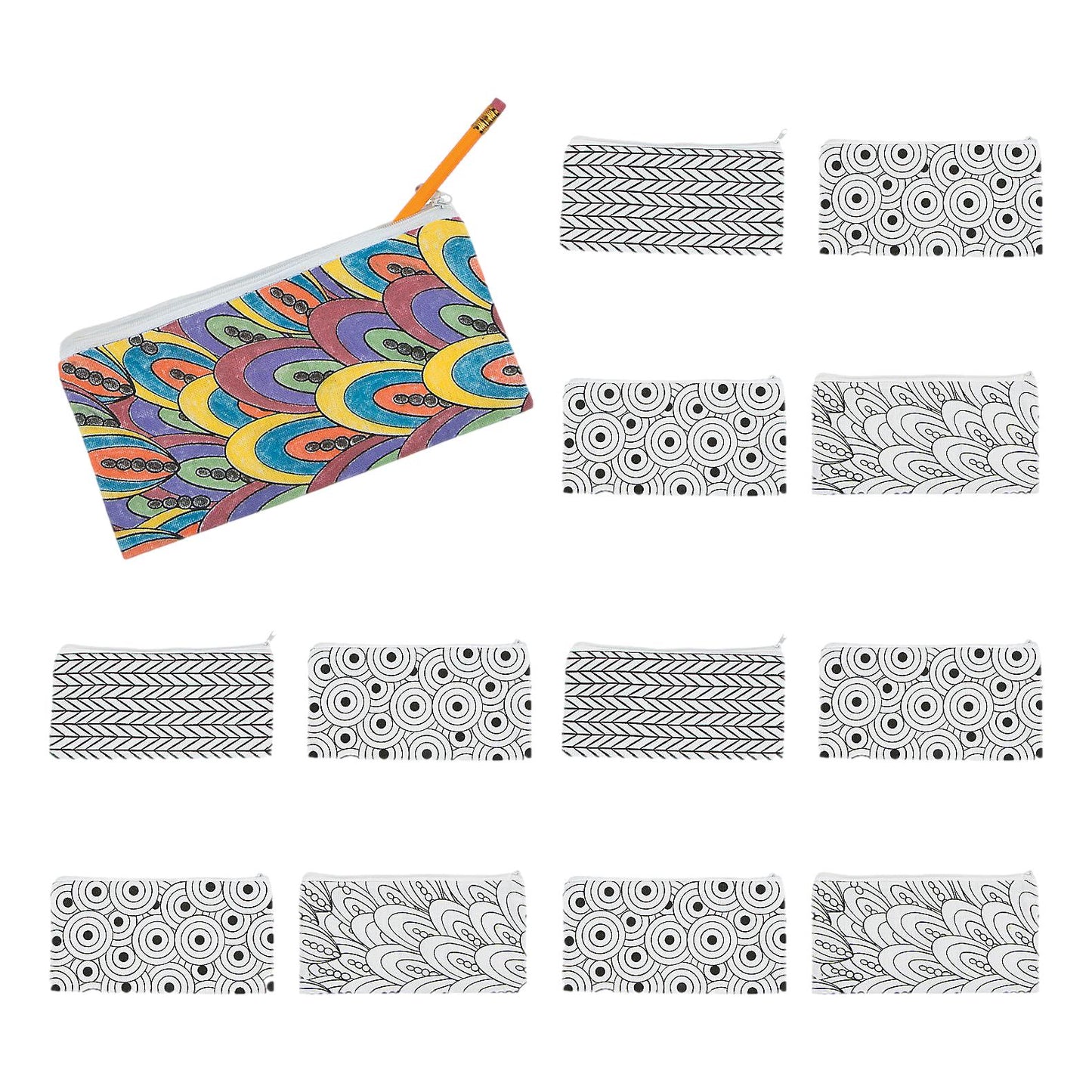 Color Your Own Canvas Doodle Pencil Cases (12 Pack)