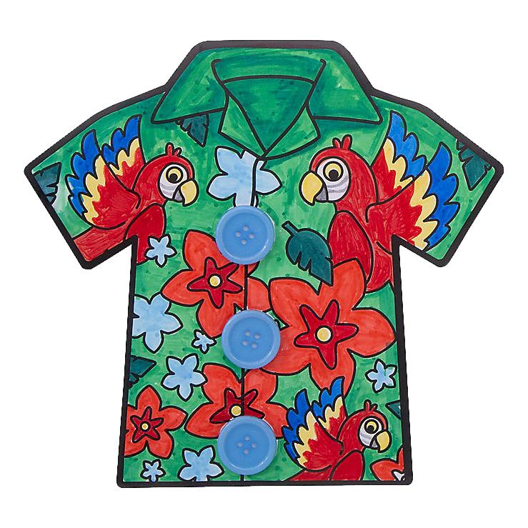 Color Your Own Hawaiian Shirts with Buttons Craft Kit (12 Pack)