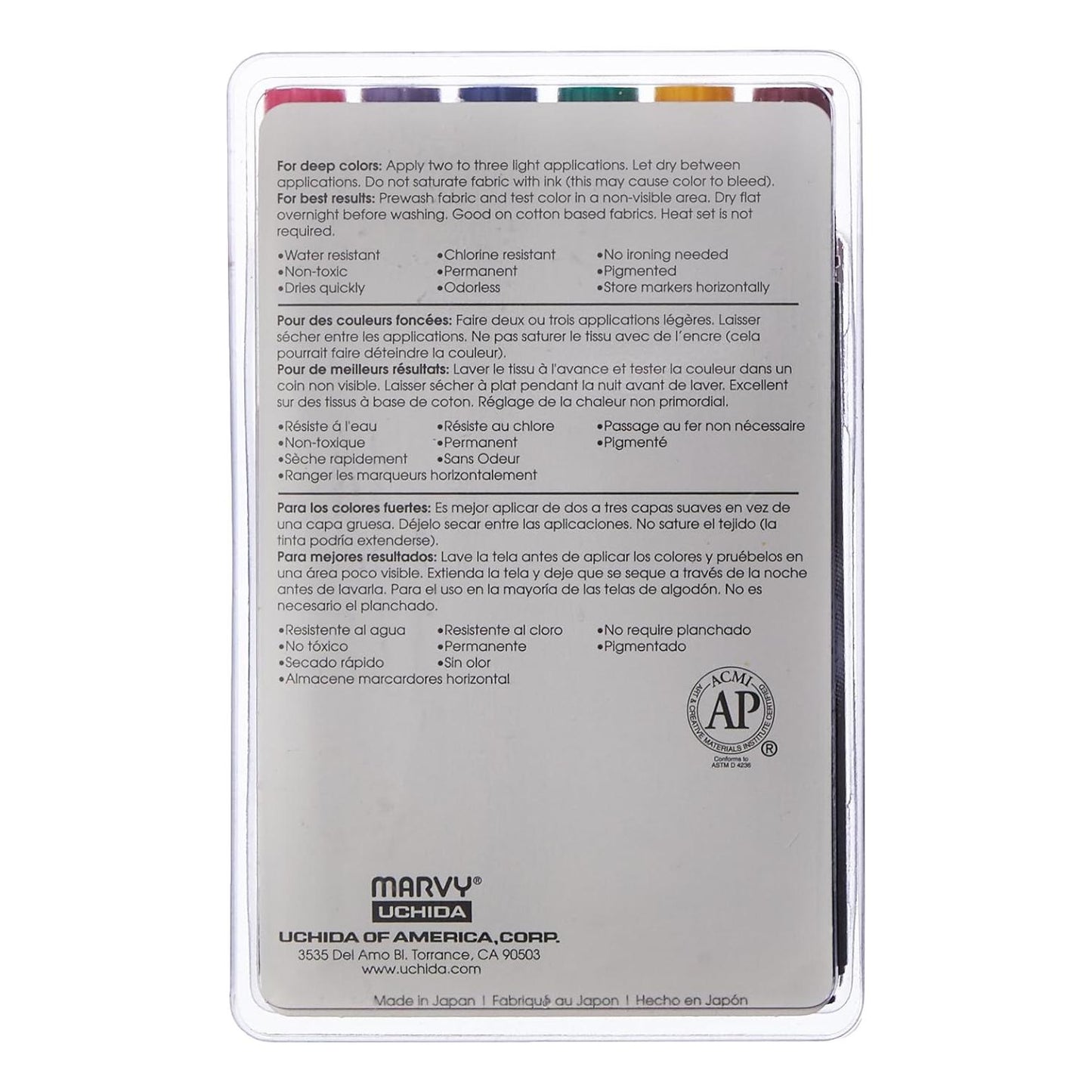 Marvy Fabric Markers - Broad Tip, Pastel (Set of 6)